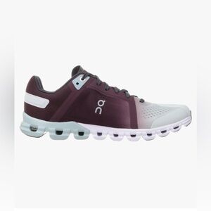 On Running Cloudflow Shoes in Burgundy and Light Gray